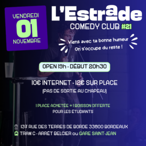 L'Estrade Comedy Club Vendredi 1er Novembre 2024
